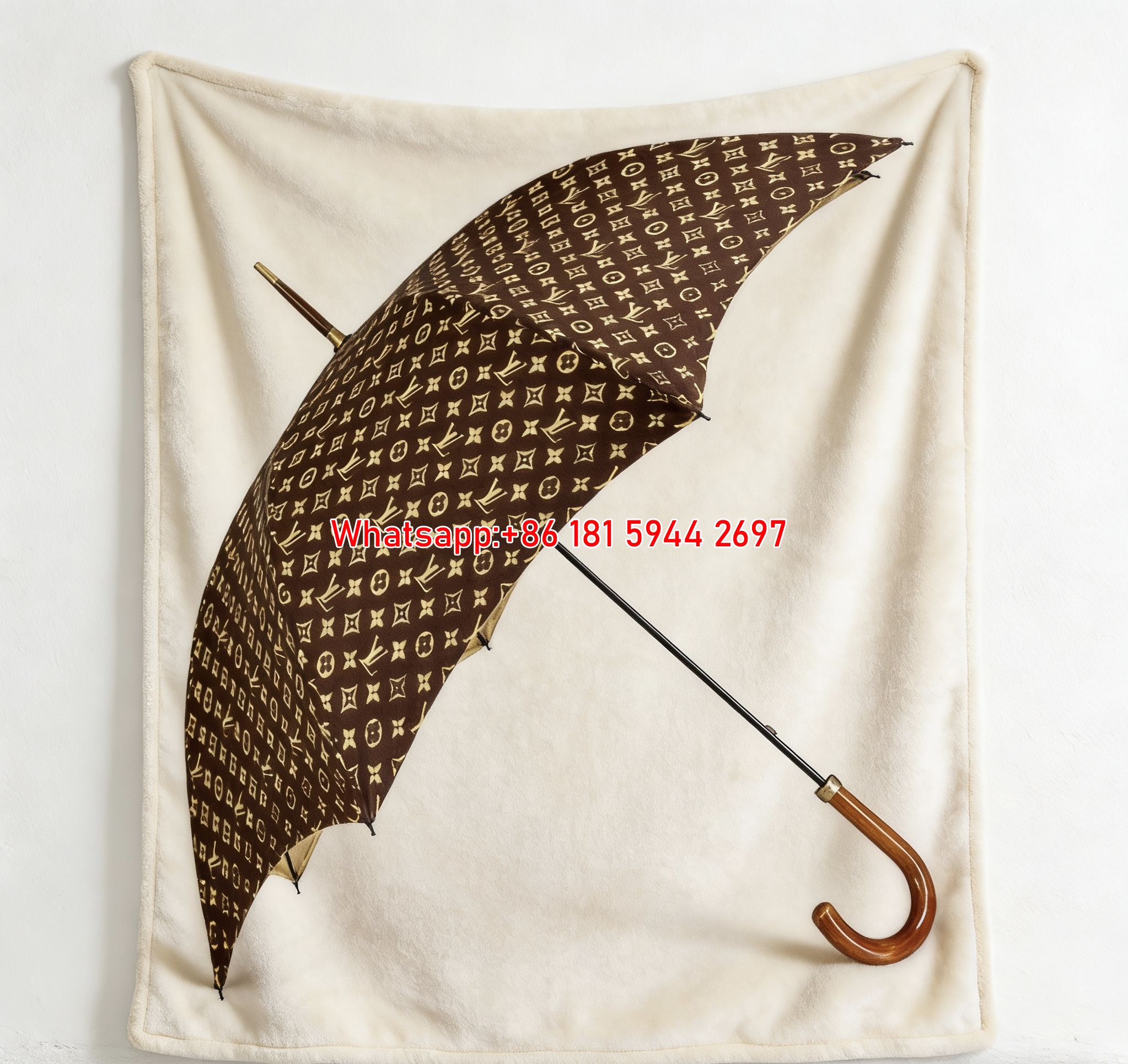LV Monogram Umbrella Design Blanket Iconic LV Vintage Umbrella Throw 011